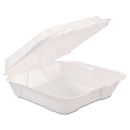 GEN Foam Hinged Carryout Container, 1-Comp, White, 9 1/4 X 9 1/4 X 3, 200/Carton
