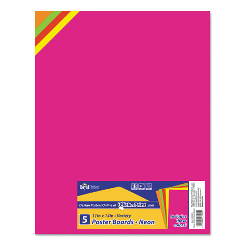 Royal Brites Premium Coated Poster Board, 11 x 14, Assorted, 5/Pack