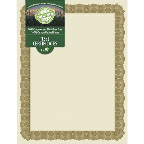 Geographics Tree Free Certificate, Multicolor with Gold Border, Sugarcane