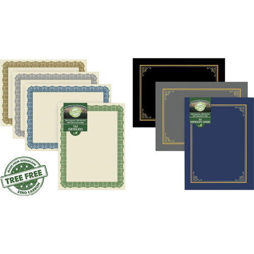 Geographics Award Certificates, 8.5 x 11, Natural with Silver Braided Border. 15/Pack