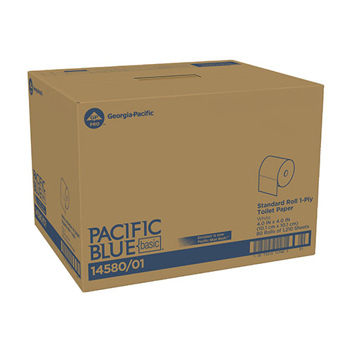 Pacific Blue Basic Bathroom Tissue, Septic Safe, 1-Ply, White, 1,210 Sheets/Roll, 80 Rolls/Carton