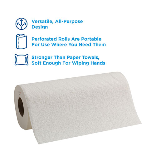 Brawny Professional® D300 Disposable Cleaning Towel, Perforated Roll Towel, White, 84 Wipers/Roll, 20 Rolls/Case, Towel (WxL) 11
