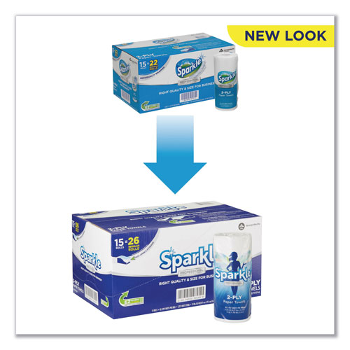 Sparkle Sparkle ps Perforated Paper Towel, White, 8 4/5 x 11, 85/Roll, 15 Roll/Carton