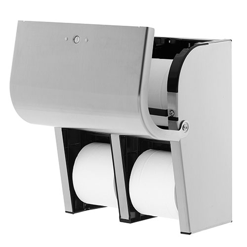 Compact® 4-Roll Quad Coreless High-Capacity Toilet Paper Dispenser, Stainless, 56748, 11.75