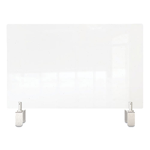 Ghent MFG Clear Partition Extender with Attached Clamp, 42 x 3.88 x 30, Thermoplastic Sheeting