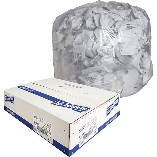 Genuine Joe Clear Trash Bags, 33 Gallon, 0.6 Mil, 33" X 39", Box of 250
