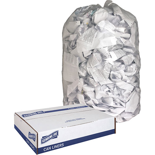 Genuine Joe Clear Trash Bags, 60 Gallon, 0.8 Mil, 38