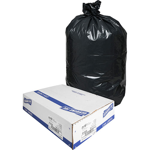 Genuine Joe Black Trash Bags, 33 Gallon, 1.5 Mil, Box of 100