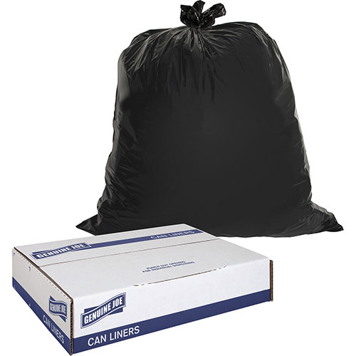 Genuine Joe Black Trash Bags, 45 Gallon, 1.5 Mil, Box of 50