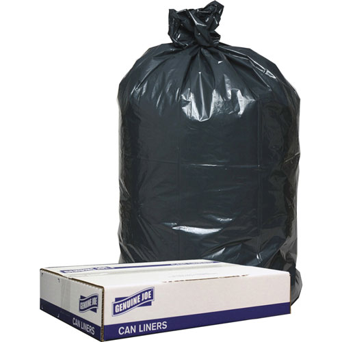Genuine Joe Black Flat-Bottom Trash Bags, 10 Gallon, Case of 500