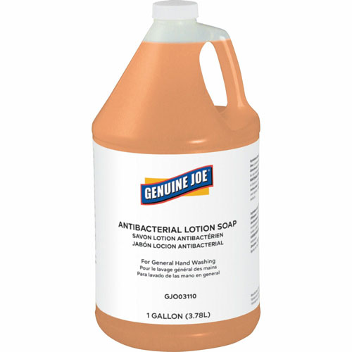 Genuine Joe Antibacterial Lotion Soap, 1 gal (3.8 L), Bacteria Remover, Hand, Orange, Anti-septic, 4/Carton