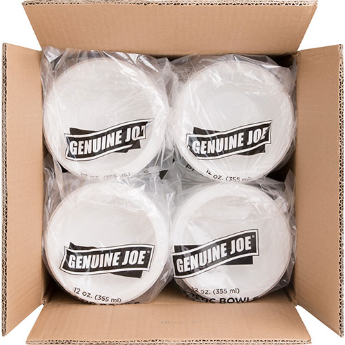 Genuine Joe Plastic Bowls, 12oz, 1000/CT, White