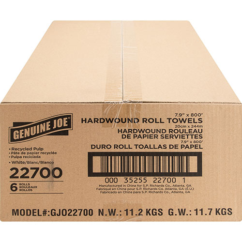 Genuine Joe 22700 Hardwound Roll Towels, 7 7/8"x 800'