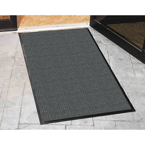 Genuine Joe Indoor/Outdoor Rubber Floor Mat, 4'' x 6'', Charcoal