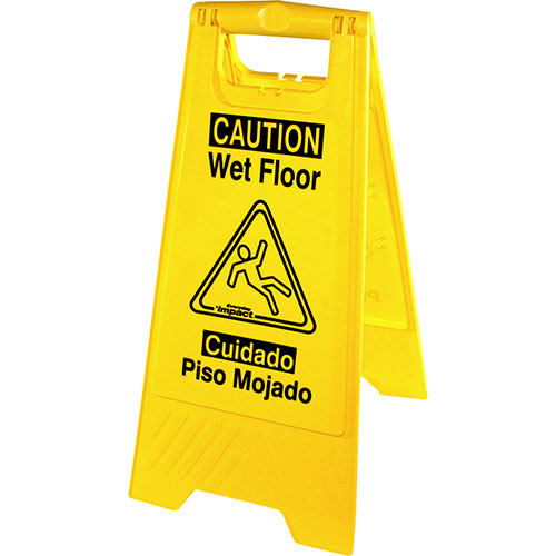 Genuine Joe Graphic Wet Floor Sign, Eng/Spanish, 6BX/CT, Yellow