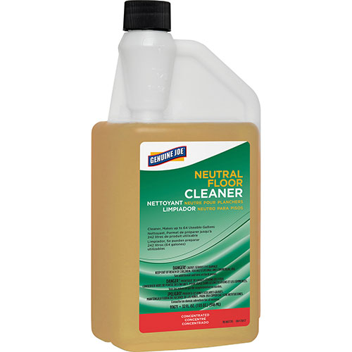 Genuine Joe Floor Cleaner, Concentrated, Neutral pH, 32 oz, 6/CT