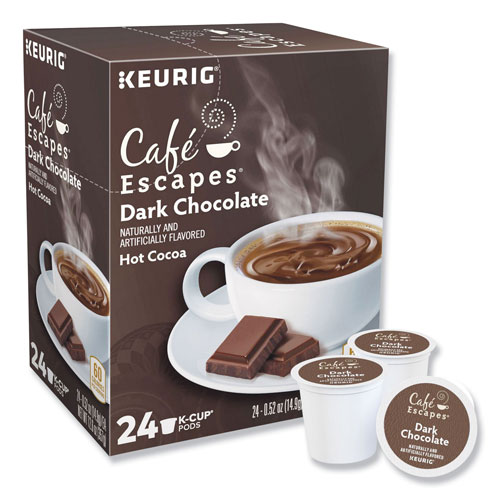 Cafe Escapes® Dark Chocolate Hot Cocoa K-Cups, 24/Box, 4 Box/Carton