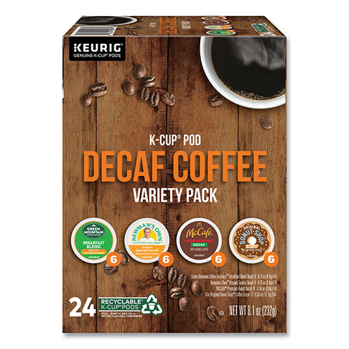 Green Mountain Decaf Variety Coffee K-Cups, Assorted Flavors, 0.38 oz K-Cup, 24/Box