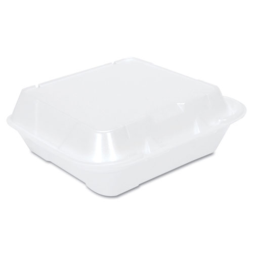 Genpak Snap-It Vented Foam Hinged Container, 3-Comp, White, 8 1/4x8x3, 100/BG, 2 BG/CT
