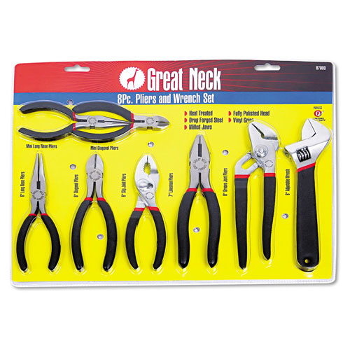 Great Neck Tools 8-Piece Steel Pliers and Wrench Tool Set