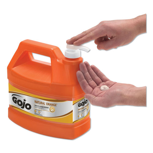 Gojo NATURAL ORANGE Smooth Hand Cleaner, 1 gal, Pump Dispenser, Citrus Scent, 4/Carton
