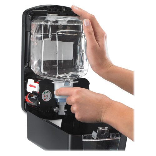Gojo LTX-12 Touch-free Foam Soap Dispenser, Automatic, 1.27 quart Capacity, Site Window, Refillable, Touch-free, Lockable, Skylight, Chrome, Black, 4/Carton