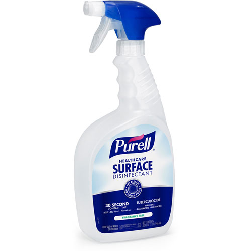 Purell Healthcare Surface Disinfectant, Ready-To-Use, 32 fl oz (1 quart), Spray Bottle, 6/Carton, Clear