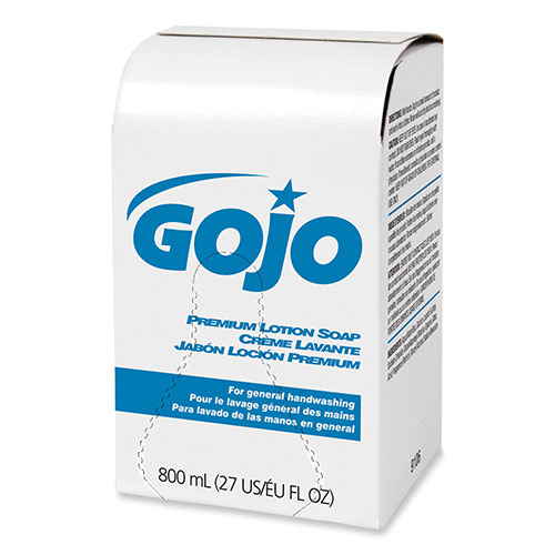 Gojo Premium Lotion Soap, Waterfall, 800 mL Bag-in-Box Refill, 12/Carton