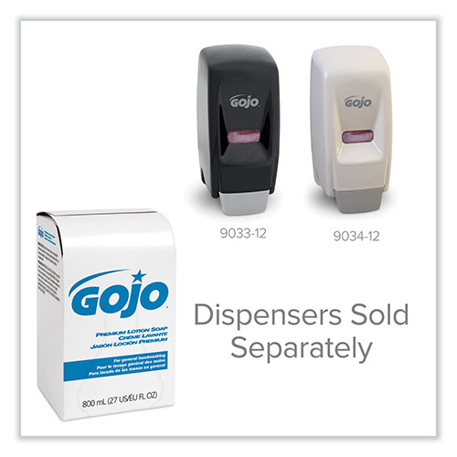 Gojo Premium Lotion Soap, Waterfall, 800 mL Bag-in-Box Refill, 12/Carton