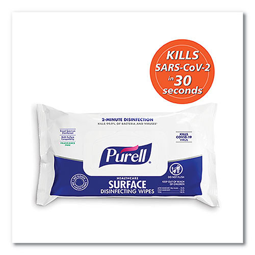 Purell Healthcare Surface Disinfecting Wipes, 1-Ply, 7