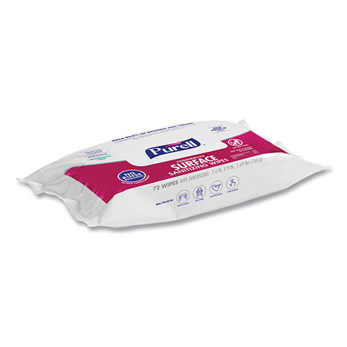 Purell Foodservice Surface Sanitizing Wipes, 7.4 x 9, Fragrance-Free, 72/Pouch, 12 Pouches/Carton
