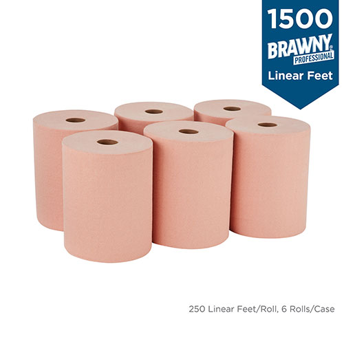 Brawny Professional® D400 Disposable Shop Towel Refill, Orange, 260 Linear Feet/Roll, 6 Rolls/Case, Wiper (WxL) 10