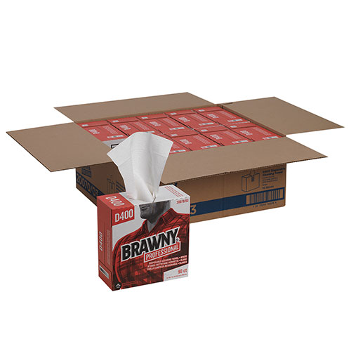 Brawny Professional® D400 Disposable Cleaning Towel, Tall Box, White, 90 Towels/Box, 10 Boxes/Case), Towel (WxL) 9.2