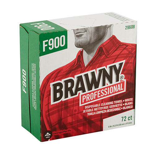 Brawny Professional® F900 Disposable Cleaning Towel, Tall Box, White, 72 Towels/Box, 10 Boxes/Case, Towel (WxL) 9" x 16.5"
