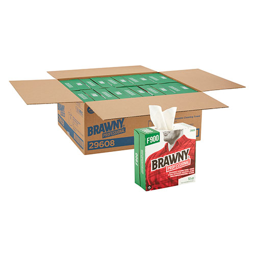Brawny Professional® F900 Disposable Cleaning Towel, Tall Box, White, 72 Towels/Box, 10 Boxes/Case, Towel (WxL) 9