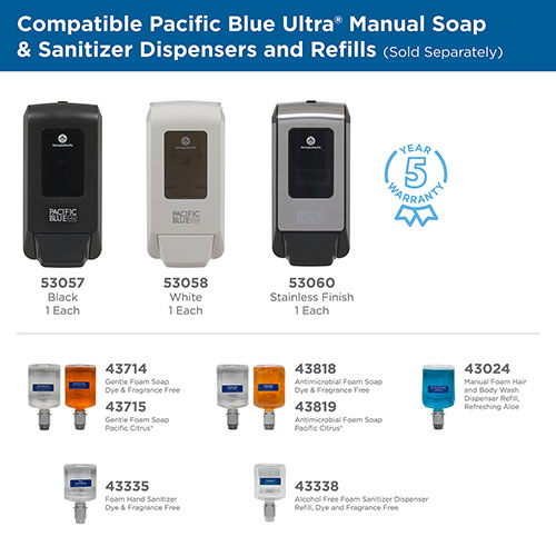 Pacific Blue Ultra Gentle Foam Hand Soap Refills for Manual Dispensers, Pacific Citrus®, 1,200 mL/Bottle, 4 Bottles/Case