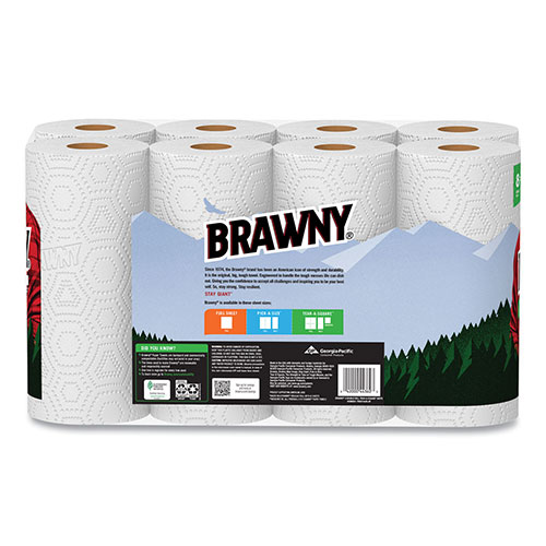 Brawny® Tear-A-Square Perforated Kitchen Double Roll Towels, 2-Ply, 11 x 11, White, 120 Sheets/Roll, 8 Rolls/Pack, 2 Packs/Carton