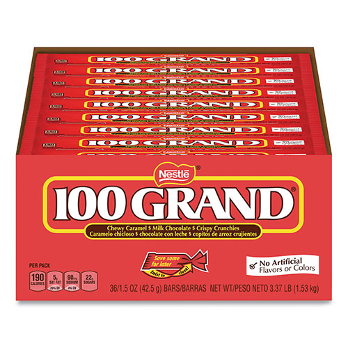 100 Grand® Chocolate Candy Bars, Full Size, 1.5 oz, 36/Carton