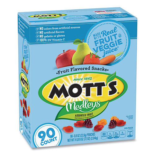 Mott's Medleys Fruit Snacks, 0.8 oz Pouch, 90 Pouches/Box
