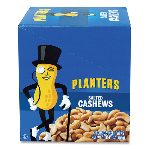 Planters® Salted Cashews, 1.5 oz Packs, 18 Packs/Box