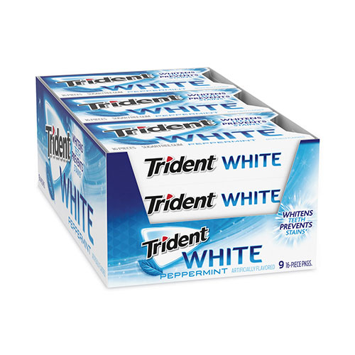 Trident® Sugar-Free Gum, White Peppermint,16 Pieces/Pack, 9 Packs/Box