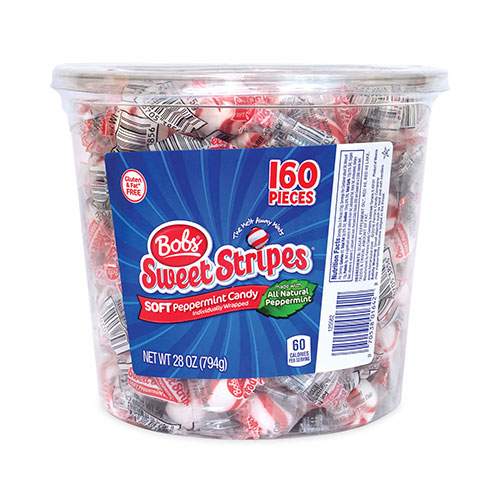Atomic FireBall® Bobs Sweet Stripes Soft Candy, Peppermint, 28 oz Tub