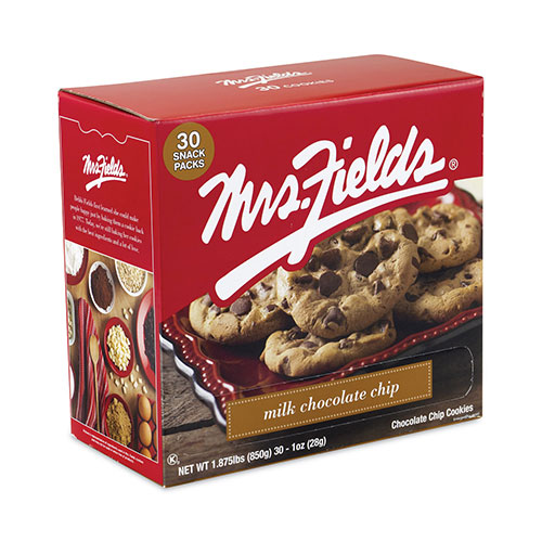 Mrs. Fields® Milk Chocolate Chip Cookies, 1 oz, Indidually Wrapped Pack, 30/Box