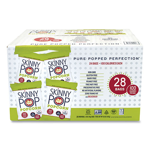 SkinnyPop® Popcorn Popcorn, Original, 0.65 oz Bag, 24/Carton