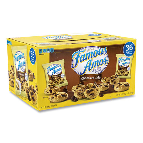 Famous Amos® Famous Amos Cookies, Chocolate Chip, 2 oz Bag, 36/Carton