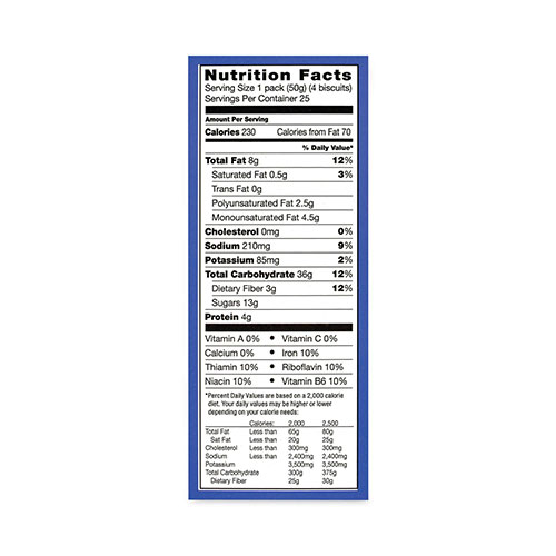 Nabisco Breakfast Biscuits, Blueberry, 1.76 oz Pack, 25 Packs/Box