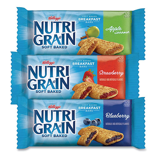Kellogg's Nutri-Grain Soft Baked Breakfast Bars, Assorted, 1.3 oz Bar, 48/Carton