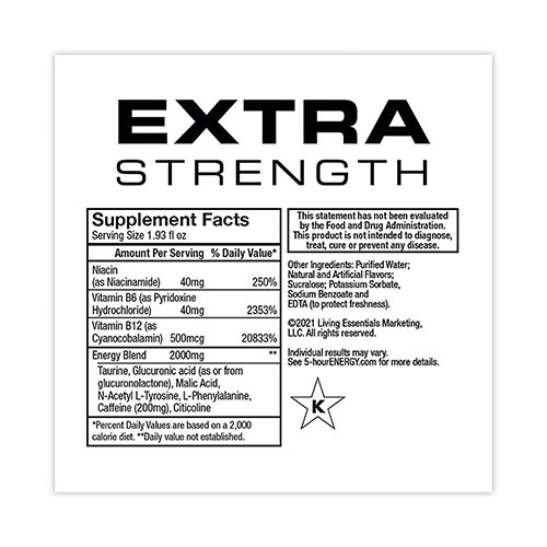 5-Hour Energy Extra Strength Energy Drink, Berry, 1.93 oz Bottle, 24/Pack