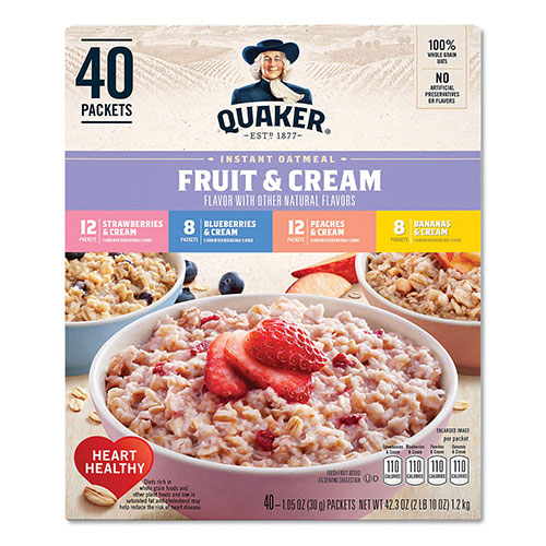 Quaker Foods Instant Oatmeal, Assorted Varieties, 1.05 oz Packet, 40/Box