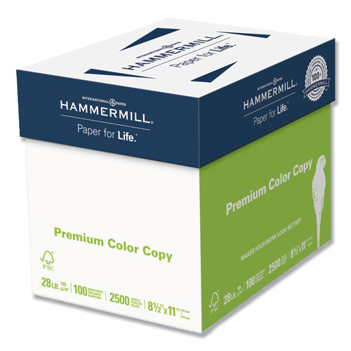 Hammermill Premium Color Copy Print Paper, 100 Bright, 28lb, 8.5 x 11, Photo White, 500 Sheets/Ream, 5 Reams/Carton